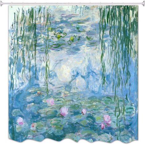 Duschvorhang Mit Seerosen Von Claude Monet, Ölgemälde, Lotus-teich, Blumen, Gartenbild, Wasserdichter Polyester-stoff, Duschvorhang Für Badezimmerdekoration, 180x200 Cm