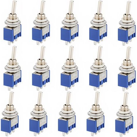 15 Stück Mini-kippschalter, Ac 125v 6a Ein-aus 3-polig 2-stellig Spdt Selbsthaltender Kippschalter Für Autoteile, Blau