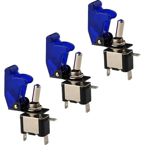 3 X 12v 20a Led Blau Wippschalter, Hebel Ein/aus Led Ein-aus Spst + Abdeckung Auto Fahrzeug-blau