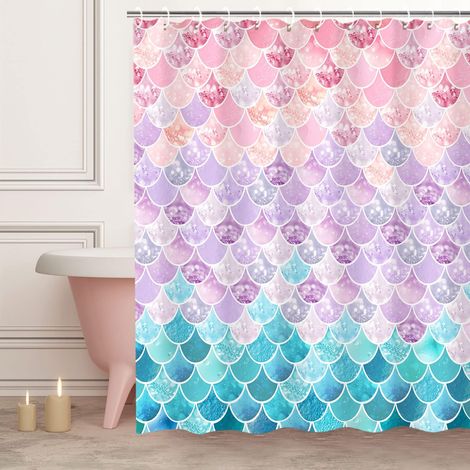 Duschvorhang 3d Meerjungfrau-schuppen, Lila, Violett, Rosa, Blau, Ozean, Wanddekoration Für Badezimmer Und Schlafzimmer, Tapisserie Und Hintergrund Für Fotokabine, 180 Cm
