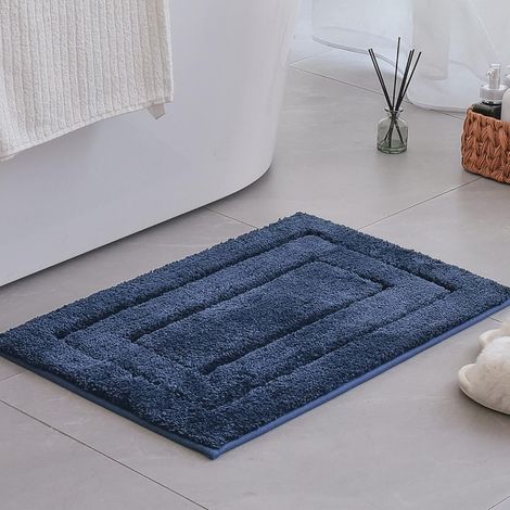 Badezimmerteppich 40x60 Cm, Saugstarker Badezimmerteppich Marineblau