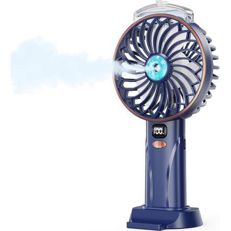 Tragbarer Nebelventilator - 4000mah Mini Handventilator, Usb-aufladbar, 5 Geschwindigkeiten, Kleiner Tischventilator Mit Standfuß, Led-anzeige, Kabelloser Ventilator Für Studium, Arbeit, Camping