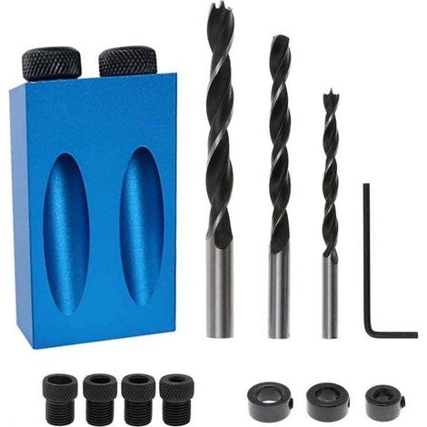 Multifunktionaler Winkel-positionierer Für Holzbearbeitung – 14-loch-klemmset Für 15-grad-schräglöcher, Inklusive 6/8/10 Mm Bohrer Und Schraubzwinge, Holzbearbeitungs-set