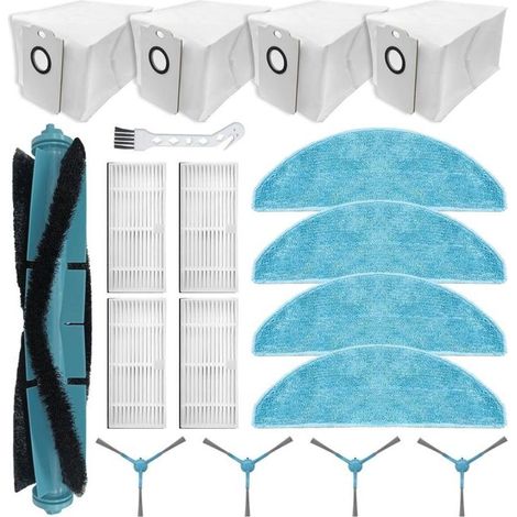 Kompatibles Zubehör Für Cecotec Conga 7490 Immortal, 8290 Immortal Ultra Power Home Genesis X-treme, 1 Hauptbürste, 4 Seitenbürsten, 4 Filter, 4 Wischtücher, 4 Staubbeutel
