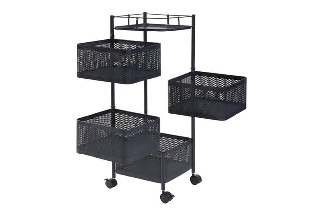 [en.casa] - Rollwagen Sunndal mit 4 Ebenen 79,5x27x27cm Schwarz