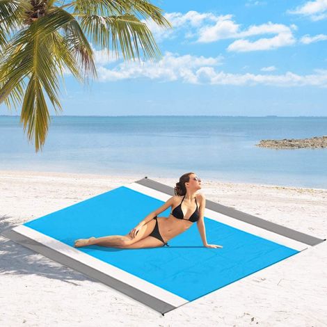Strandschutzdecke Anti-sand, Extra Große Strandmatte 210 X 200 Cm, Wasserdichte Stranddecke Picknickdecke Für Strand, Picknick, Urlaub - Weich, Tragbar, Schnelltrocknend-c