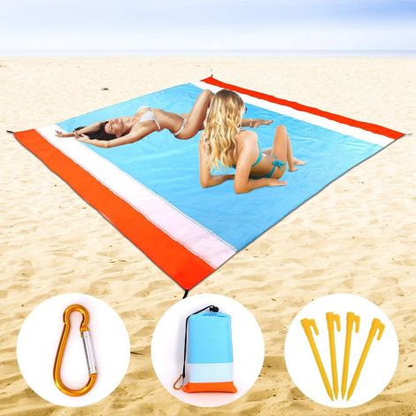 Stranddecke Anti-sand, Extra Große Strandmatte 210 X 200 Cm, Wasserdichte Stranddecke Picknickdecke Für Strand, Picknick, Urlaub - Weich, Tragbar, Schnell Trocknend-b