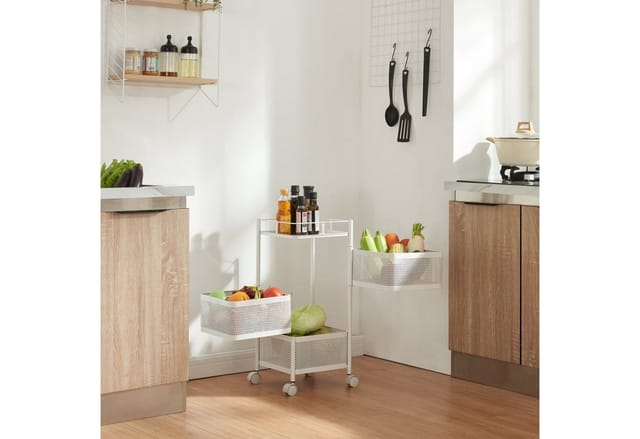 [en.casa] - Rollwagen Sunndal mit 3 Ebenen 64,5x27x27cm Weiß