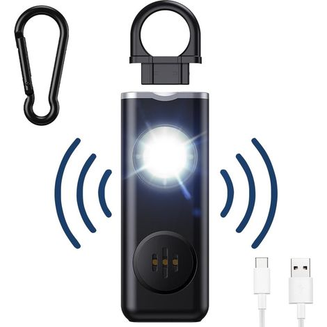 Persönlicher Alarm, 130db Taschenalarm Mit Led-licht, Anti-aggressions-warner, Schlüsselanhänger-sicherheitsalarm Zur Selbstverteidigung, Schwarz