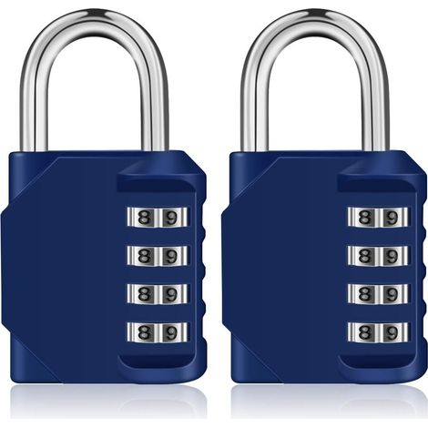 Cadenas Für Schließfach, 4-stelliges Zahlenschloss Für Sport-, Schul- Und College-schließfächer Sowie Für Den Außenbereich. Nummernschloss Für Tore Und Gartenhäuser (2 Stück, Blau)