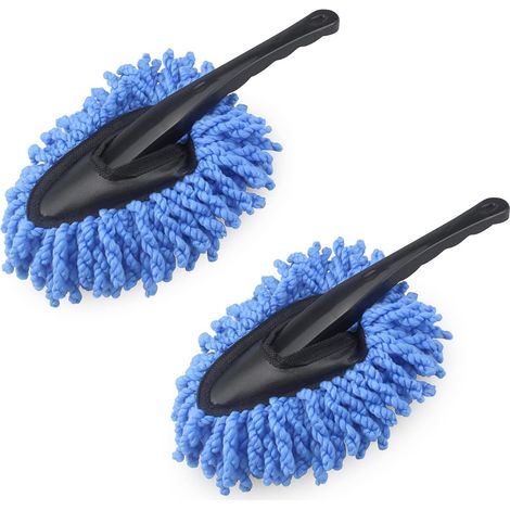 2-teiliges Auto-wachsbürsten-set, Weiche Mikrofaser-detailing-bürste Zum Staubwischen, Tragbare Auto-staubbürste, Bürsten Für Autos, Fahrräder Und Boote (blau), Abnehmbarer Kopf, Griff Mit Aufhängeloc