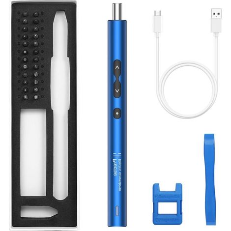 28-in-1 Elektrisches Schraubendreher-set, Mini Präzisions-akku-schraubendreher Mit Led-licht, Usb Typ-c Für Smartphone, Spielekonsolen, Kameras, Uhren, Pc, Blau
