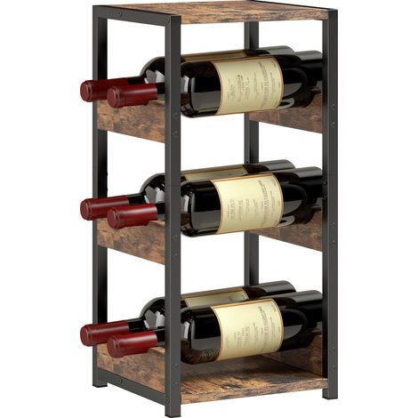 Flaschenregal Für 6 Flaschen. Weinregal Mit Wellenregalen. 22 X 24 X 49,2 Cm. Rustikalbraun