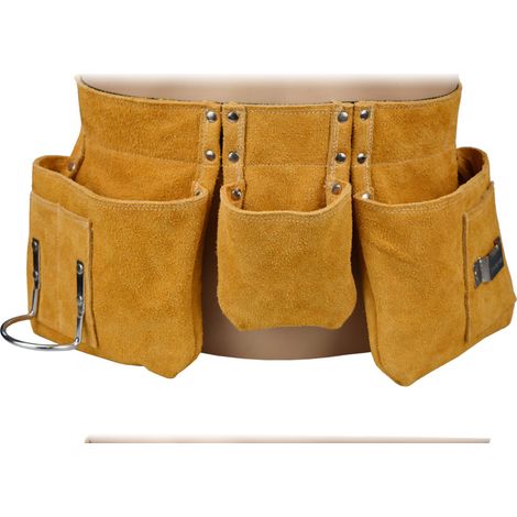 5222cm Werkzeug Gürtel Aus Hochwertigem Leder Mit Taschen, Verstellbarer Nylon-gürtel, Geschenk Zum Vatertag Für Heimwerker(in)