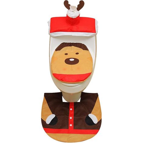 Weitere Weihnachtsdekoration, Toiletten-sitzbezug Und Badematten-set Weihnachtsdekorationen Schneemann Weihnachtsmann Elch--elch-stil