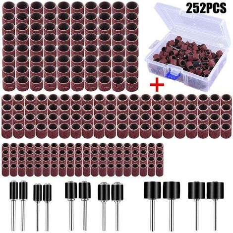 252-teiliges Schleifhülsen-set Mit Kostenloser Box, Einschließlich 240 Schleifbänder Und 12 Schleifrollen Für Dremel-drehwerkzeug