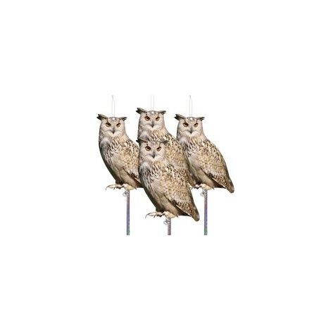 Vogelscheuche Gegen Krähen Und Tauben, Taubenschreck, Eule Als Taubenschreck, Vogelschreck, Taubenabwehr Mit Reflektierendem Band Gegen Tauben Für Balkon, Hof Und Garten, 4er-pack