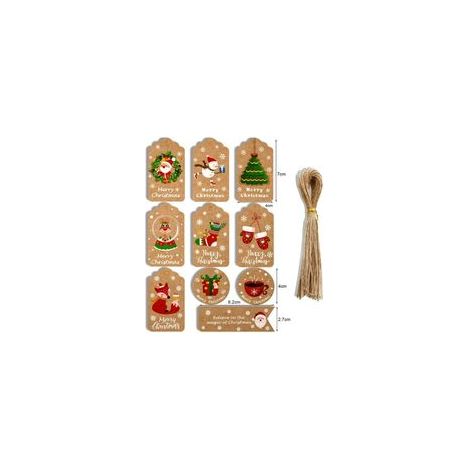 Weihnachtsgeschenkanhänger Aus Kraftpapier, Muschelanhänger Für Gepäck, Leer + Braune Schnur, 100 Stück, Neue Kollektion