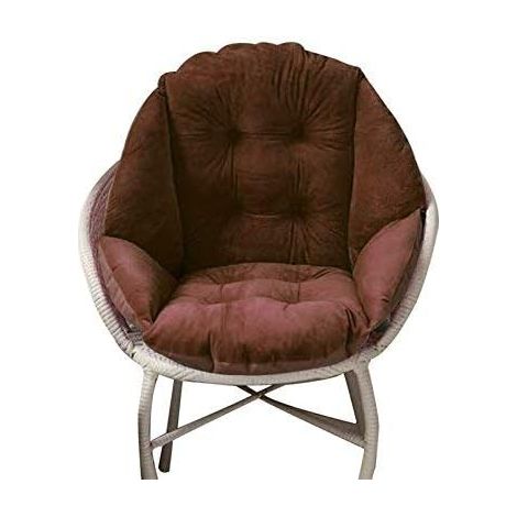 Stuhlkissen Mit Rückenlehne, Muschelsitz, Samt-sesselkissen, Weich, Elastisch, Wasserdicht, Für Rattan- Und Strohstühle, Garten, 40x48 Cm, Braun
