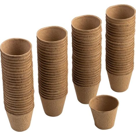 Praktisches Set Mit 100 Anzuchttöpfen, Durchmesser: 6 Cm, Aus Papiermasse, Biologisch Abbaubar, Pflanzentöpfe, Für Saatgut Und Pflanzenanzucht, Natürlich