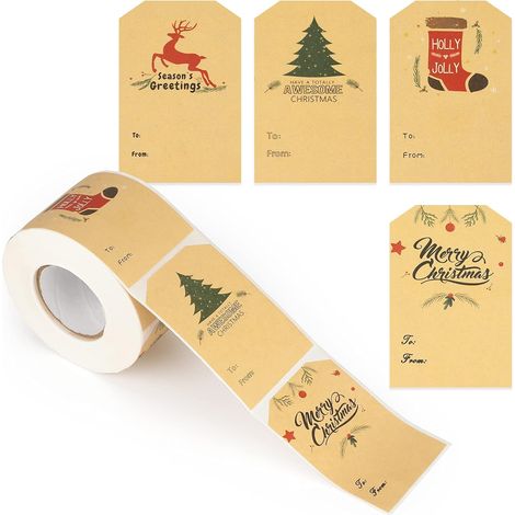1roll Braun 300 Stück Weihnachts-geschenkaufkleber, Weihnachtsaufkleber, Geschenkaufkleber Für Weihnachten, 7,5x5cm Aufkleber-etiketten