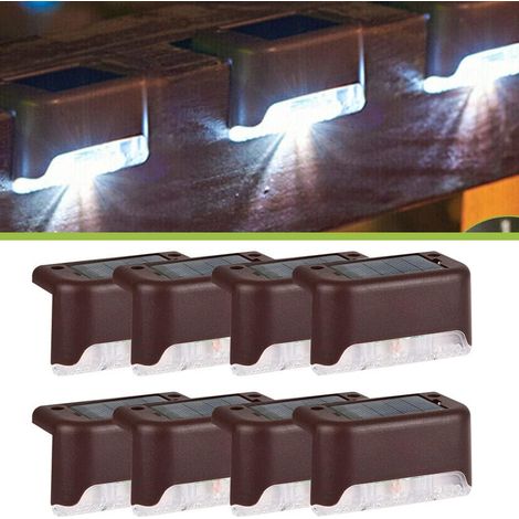 Außen-solarleuchten Braun Muschelform Weißes Licht 8 Stück 7,82 X 84,7 Cm Wasserdicht Led Acryl Geeignet Für Treppenstufen