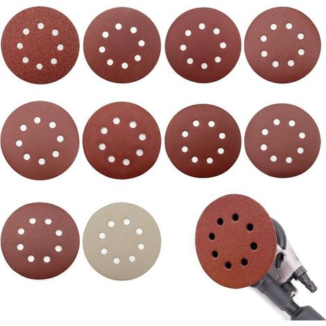 Schleifscheiben Für Schwingschleifer, 125 Mm, 100er-pack, Körnungssortiment Von 80 Bis 3000, Zum Schleifen Von Holz, Metall Und Kunststoff, 100 Stück