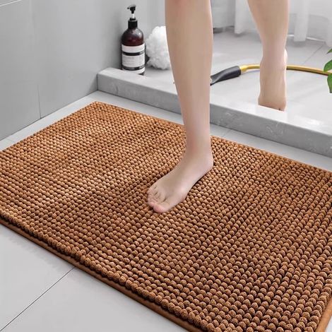 Badezimmerteppich In Kaffeebraun, 40x60 Cm, Ultra-weiche Chenille, Saugstark, Maschinenwaschbar, Geeignet Für Badezimmerböden, 1 Stück
