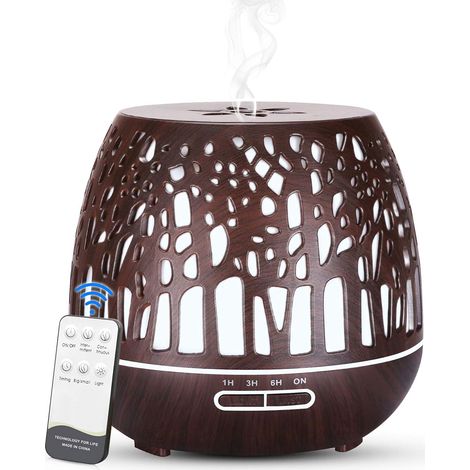 400ml Ätherisches Öl Diffusor, Ultraschall-luftbefeuchter Mit Fernbedienung, Bpa-frei Mit Led-farbwechsellicht Und 3 Timer-einstellungen Für Zuhause/yoga/büro/spa - Dunkles Holz