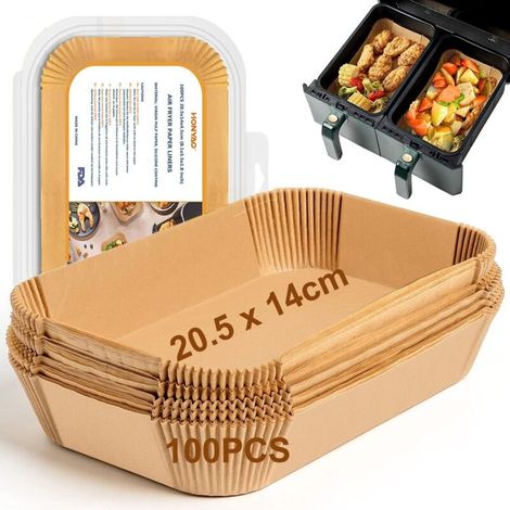 Backpapier Für Ninja Airfryer, 100 Stück 20,5x14cm Rechteckige Papiereinlagen, Ölfreie Fritteuse Zubehör Kompatibel Mit Ninja Foodi Dual Zone Double Stack Und Anderen Doppel-airfryern