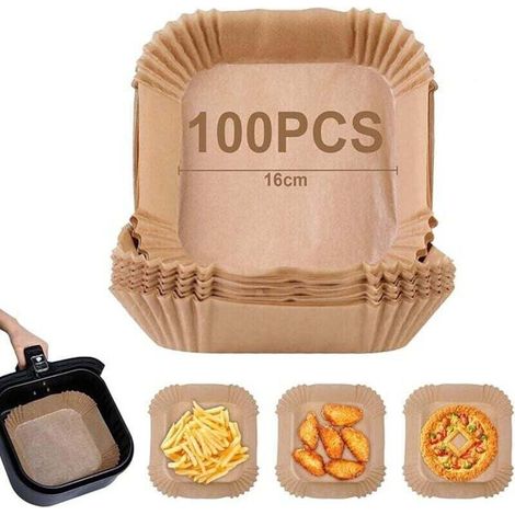 Schwefelpapier Für Heißluftfritteuse, 100 Stück 16 Cm Backpapier-einlagen Für Heißluftfritteuse, Einweg-antihaft-ölfreies Pergamentpapier-zubehör Für Heißluftfritteusen Mit 3-4,5 L Fassungsvermögen