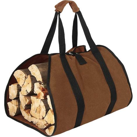 Tragetasche Für Brennholz, Canvas Kaminholzsack, Wasserfeste Transporttasche Für Holzscheite, Faltbare Kaminzubehör, Ideal Für Holzöfen, Camping, Strand