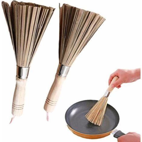 Bambus-wok-bürste, Flaschenbürste Mit Schmalem Hals, Topfbürste, Spülbecken-küchenbürste, 2-teiliges Set, Effiziente Und Umweltfreundliche Reinigungsbürste Für Spülbecken Und Restaurant-reinigungswerk