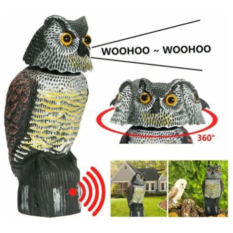 Realistischer Vogelvertreiber Mit Drehbarem Kopf, Eulen-imitat, Abschreckender Lockvogel, Schädlingsabwehr, Vogelscheuche Für Garten Und Hof