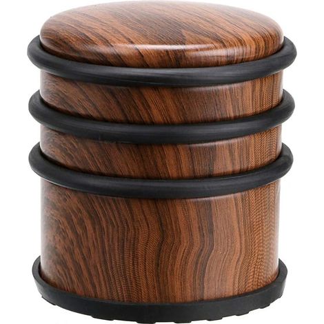 1 Kg Edelstahltürstopper, Robuster Metalltürstopper Mit Gummipufferring - Befestigungsfreies Design (holzmaserung)