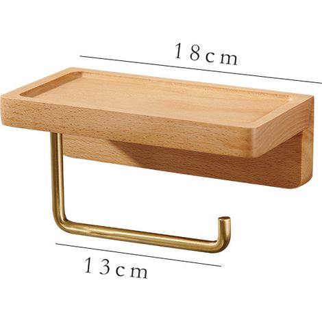 Toilettenpapierhalter, Holz- Und Messing-rollenhalter, Taschentuchbox, Wandmontierter Aufbewahrungsständer Für Zuhause, Wandhalterung Für Küchenpapier (kurz 18 Cm)