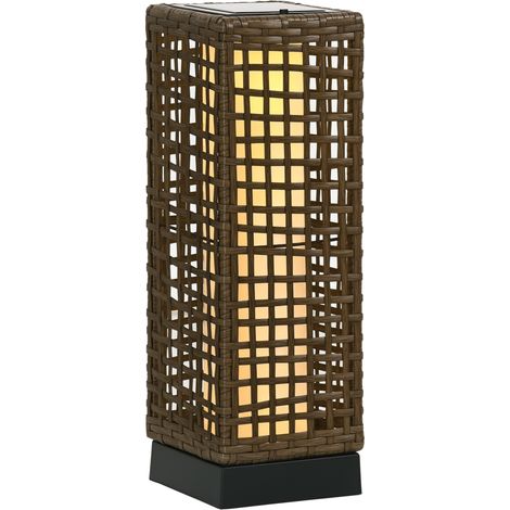 Solar-stehleuchte Für Außen Aus Geflochtenem Harz, Kabellose Wiederaufladbare Stehleuchte Mit Lichtsensor, 15,5 X 15,5 X 46 Cm