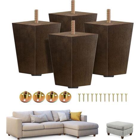 4-zoll Quadratische Möbelfüße Für Sofas, Hocker, Bänke, Kommoden Und Tischerhöhungen Zur Stabilität Und Zum Bodenschutz