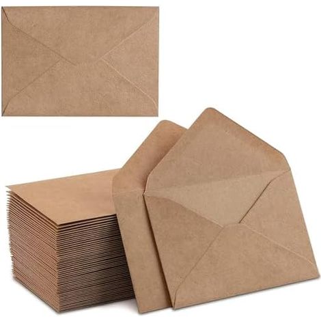Paludo 100er-pack Kraftpapier-umschläge - 130 G/m² - 13,5 X 18,5 Cm - Nassklebung - Spitzklappe - Recycelte Umschläge Für Grußkarten, Geburtstagskarten, Einladungen - Braun