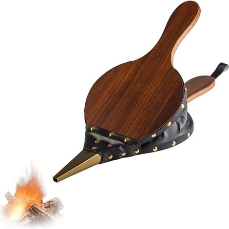 Kamin- Und Grillblasebalg Aus Holz, Manueller Kaminbläser, Holzfeuer-bläser, Gusseisen-düse Für Hölzernen Kaminblasebalg Mit Aufhängeseil, Für Kamin, Grill, Camping Und Outdoor