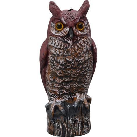 Eulen-vogelscheuche, Kunststoff-nachbildung, Braun, 17x15x41cm, Gartendekoration Eule, Tierornament, Jagdwerkzeug.
