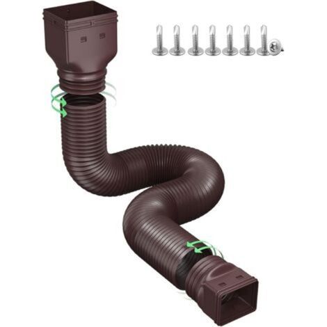 Kunststoff-regenwasserablaufschlauch - Quadratischer Anschluss 10,16 X 7,62 Cm, Flexibel Und Dehnbar - 1er Pack, Braun, 1,5 Meter