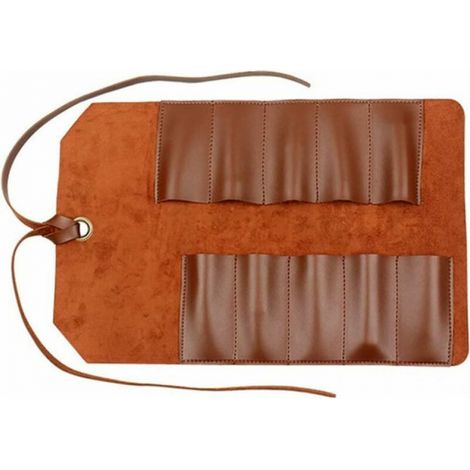 Werkzeugtasche Aus Leder 25,4x39,4 Cm – 10 Taschen Für Schreinerwerkzeuge – Tragbares Design Mit Lederkordel – Farbe Hellbraun
