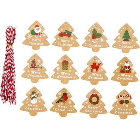 Weitere Weihnachtsdekoration, 1 Set Fliegende Weihnachtsetiketten Mit Schnur Für Festgeschenke, Frohe-weihnachten-etiketten, Geschenkanhänger