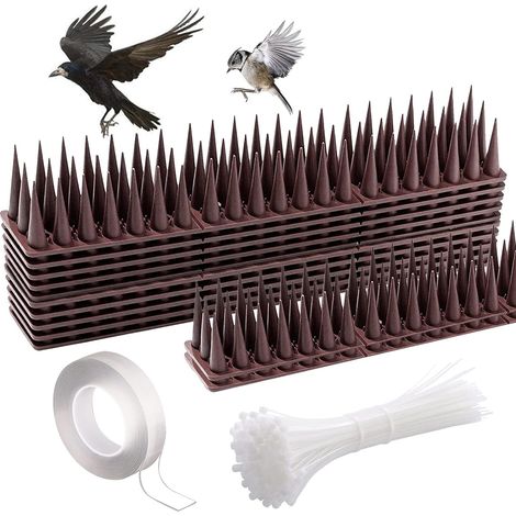 Anti-tauben-bild Aus Kunststoff Für Katzen, Eichhörnchen, Vögel, Waschbären, 45 X 4 Cm, Insekten- Und Tierabwehr Mit Befestigungen Und Nanokleber, 12er-pack - Braun