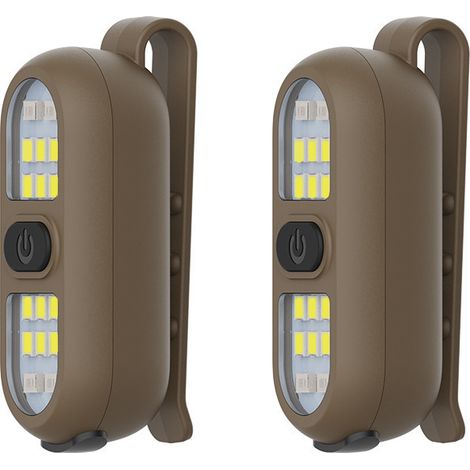 Klemm-taschenlampe, Braun, 5,8 X 2,2 X 3 Cm, 2er-set, Lampe Für Läufer/radfahrer, Wiederaufladbare Sicherheitslampe Für Nächtliche Spaziergänge, Tragbar.