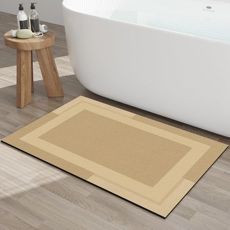 Rutschfester Badteppich, Braun, 40x60 Cm, 1 Stück, Gummierung Auf Der Rückseite, Ultradünn, Schnelltrocknend, Super Saugfähig, Waschbar.