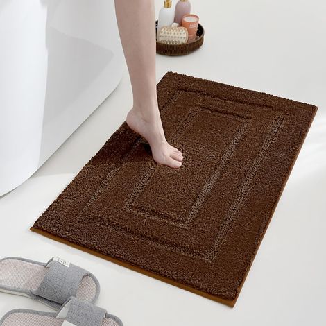 Rutschfeste, Weiche, Saugfähige, Maschinenwaschbare Badematte Für Badezimmer Und Duschen, 60 X 90 Cm, Braun