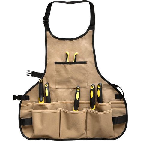 Gartenschürze Mit Werkzeugtaschen, Braun, Wasserdicht, Mit Mehreren Fächern, Arbeitskleidung Für Automechaniker/mechaniker, Garten-aufbewahrung.