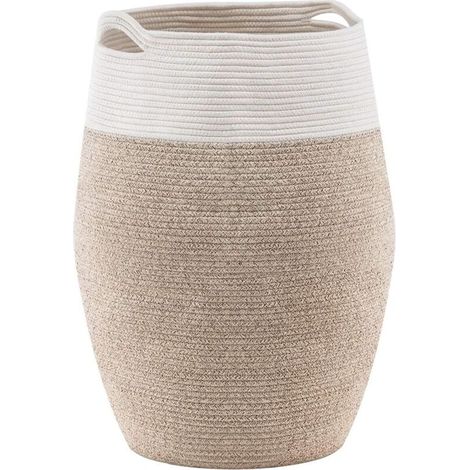 Großer Wäschekorb Aus Gewebter Baumwollseile, Für Waschküche Oder Schlafzimmer, Höhe 65 Cm, Braun